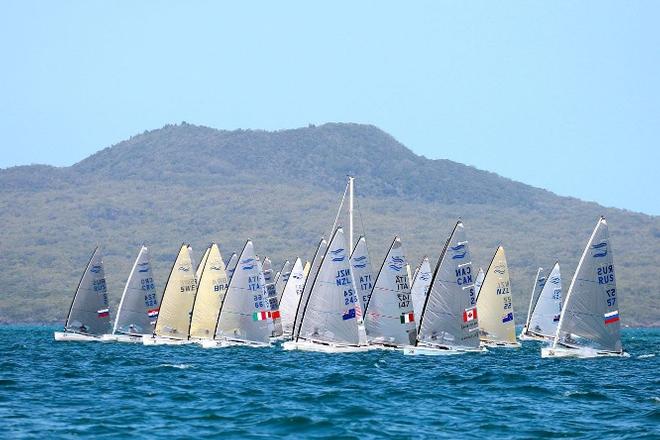 start of race two off Rangitoto - 2015 Finn Gold Cup ©  Robert Deaves